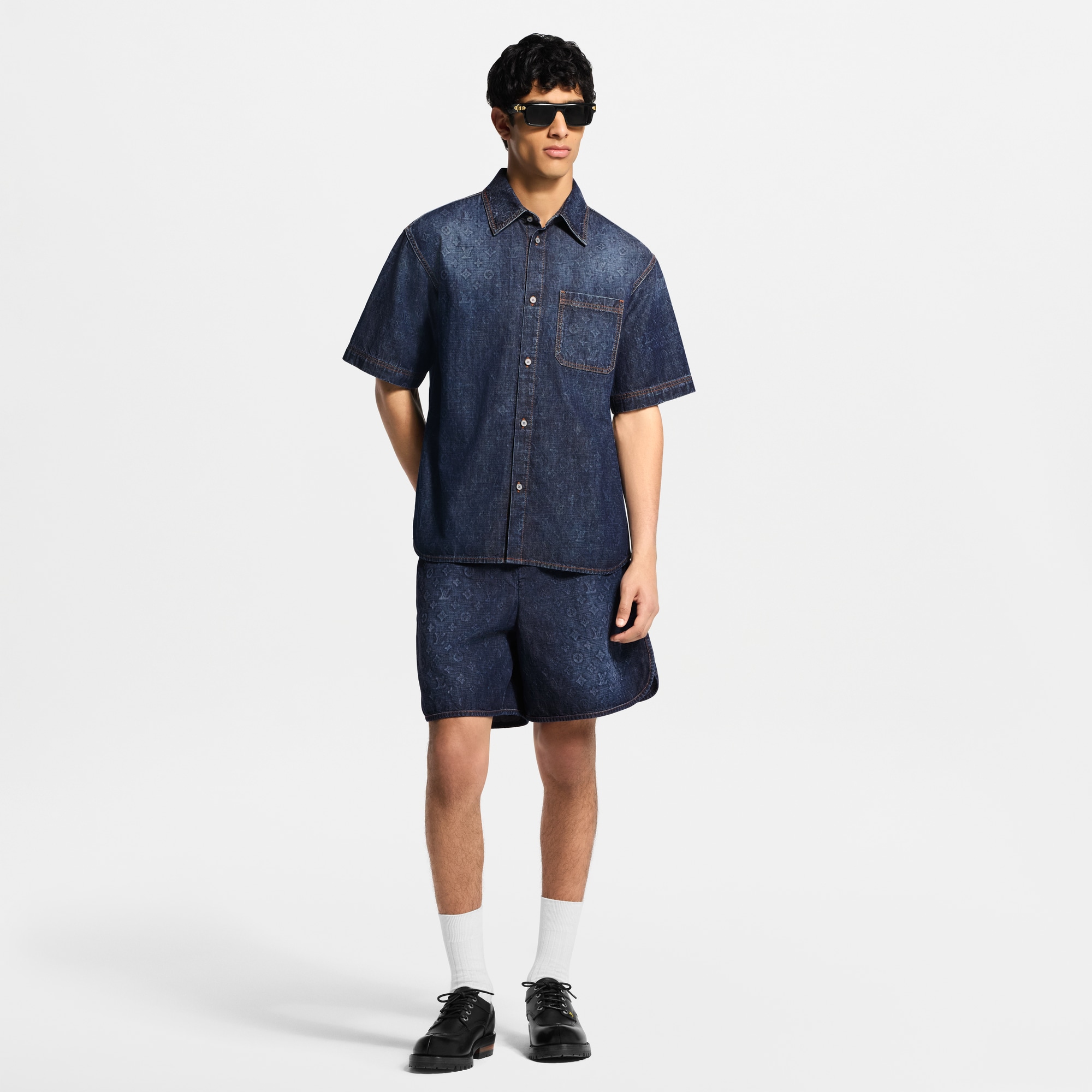 Monogram Denim Short-Sleeved Shirt - Men - Ready-to-Wear | LOUIS